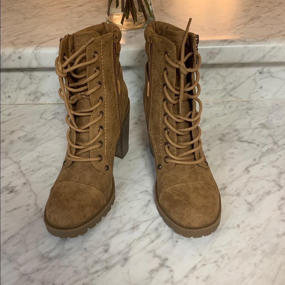 G by Guess Tan Lace-Up high heel Boots W Side Zip Size 8.5 NEW with Box Jaydyn2 - Picture 8 of 10